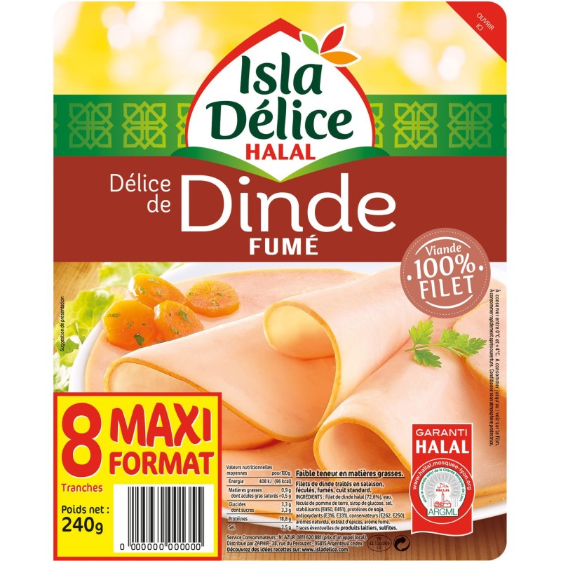 Dinde Fumé Halal 8 tranches 240g