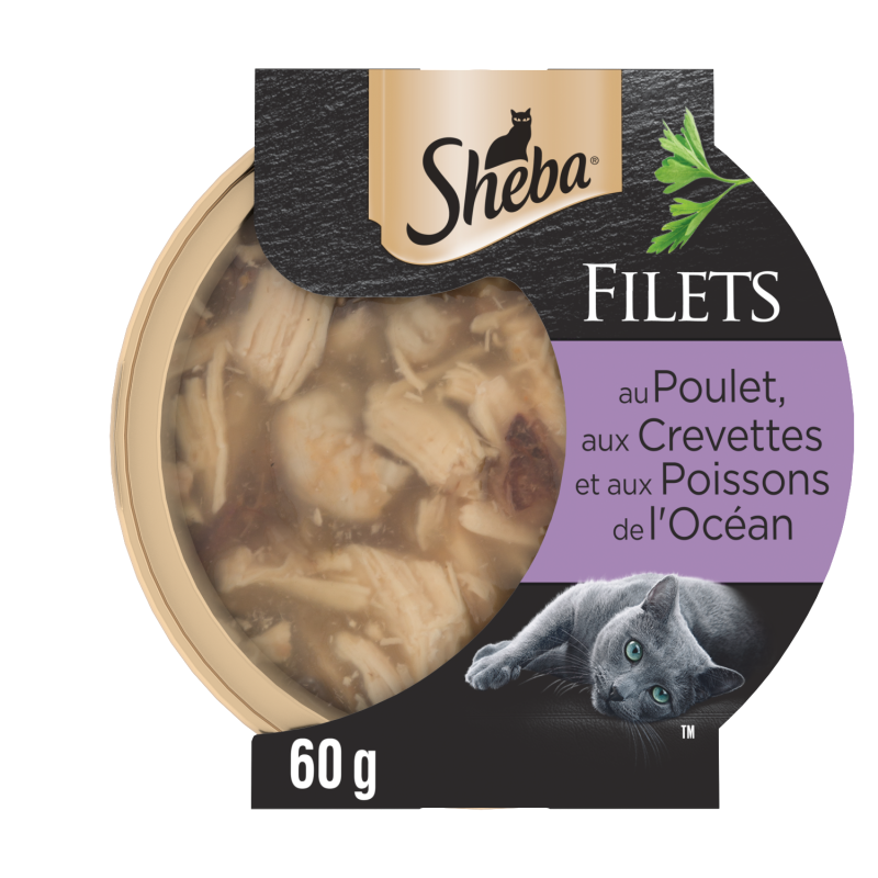 Filets au Poulet, aux Crevettes et aux Poissons de l'Ocean pour Chat 60g
