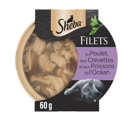 Filets au Poulet, aux Crevettes et aux Poissons de l'Ocean pour Chat 60g