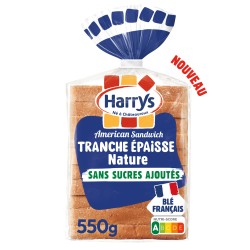 Pain de mie American sandwich nature 10 tranches épaisse 550g