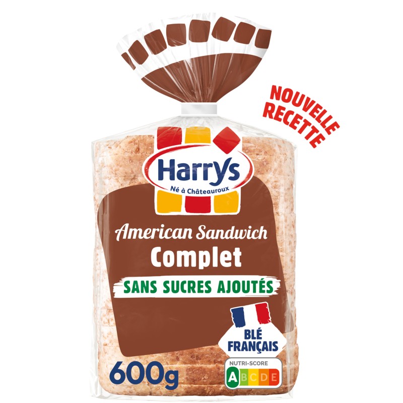 Pain de mie American sandwich complet 14 tranches  600g