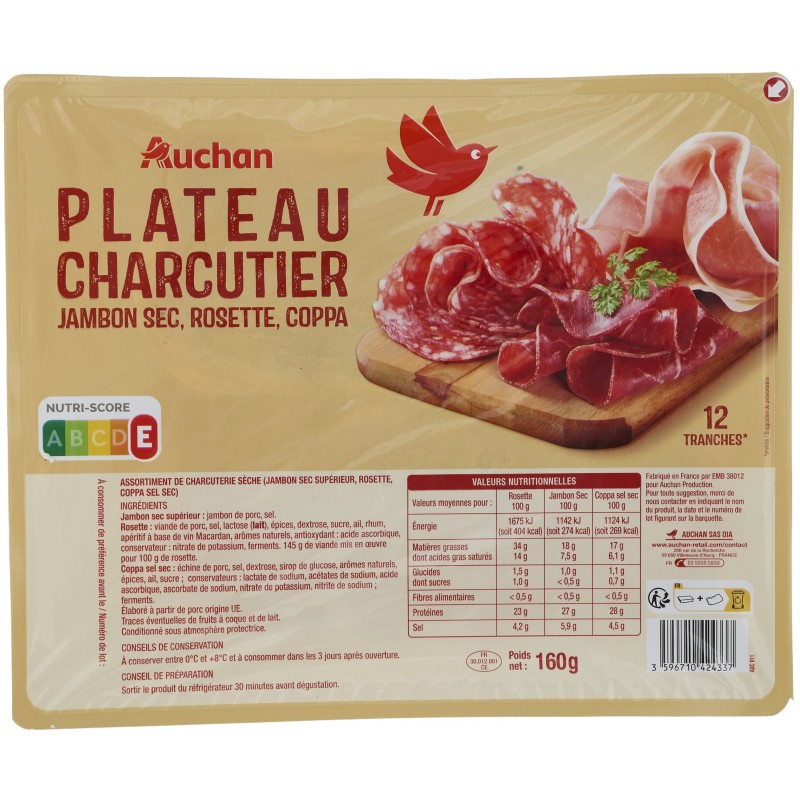 Plateau de charcuterie sèche 160g