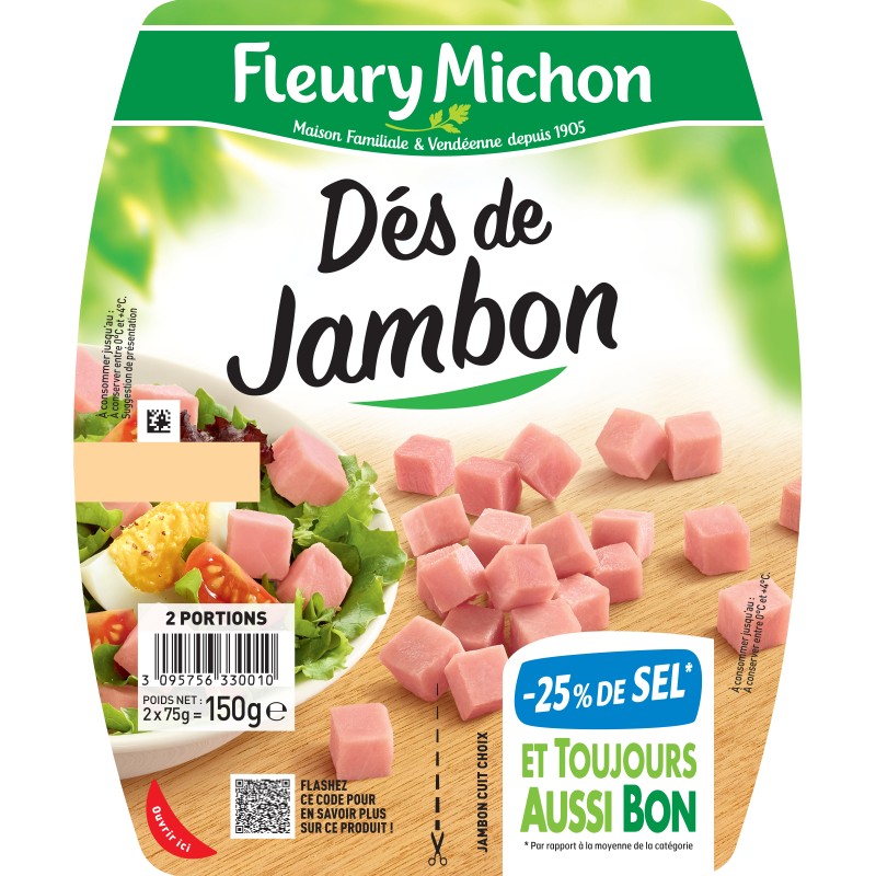 Dés de Jambon -25% de Sel 2x75g