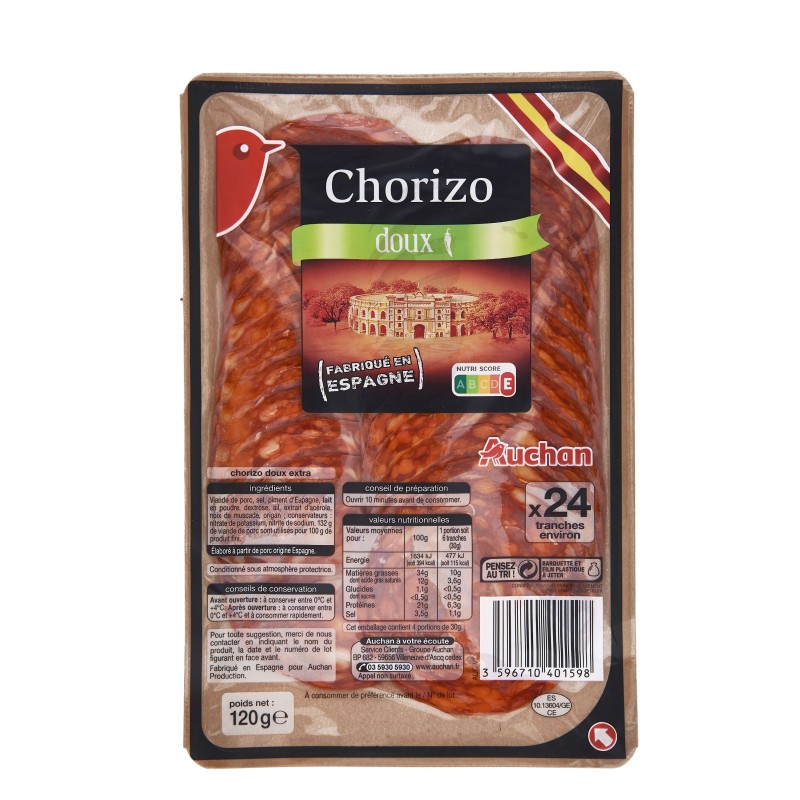 Chorizo doux x24 120g