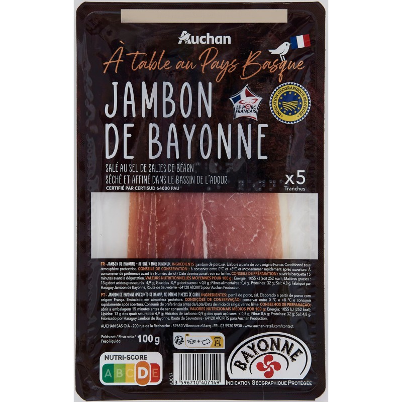Jambon de Bayonne x5 100g