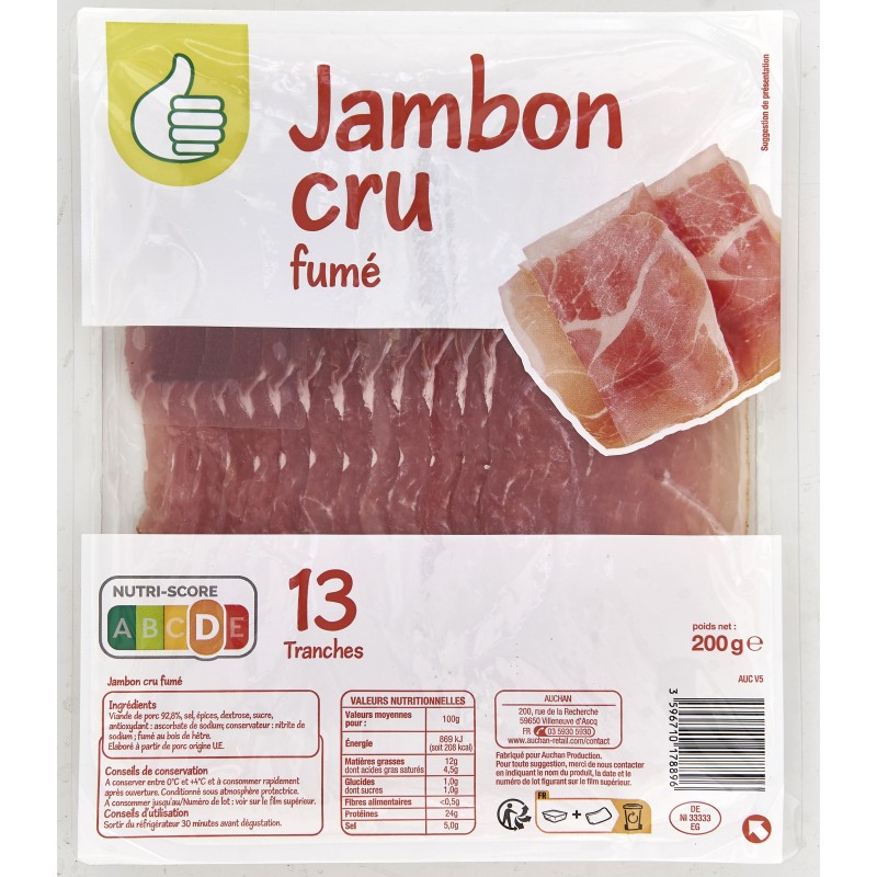 Jambon cru fumé x13 200g