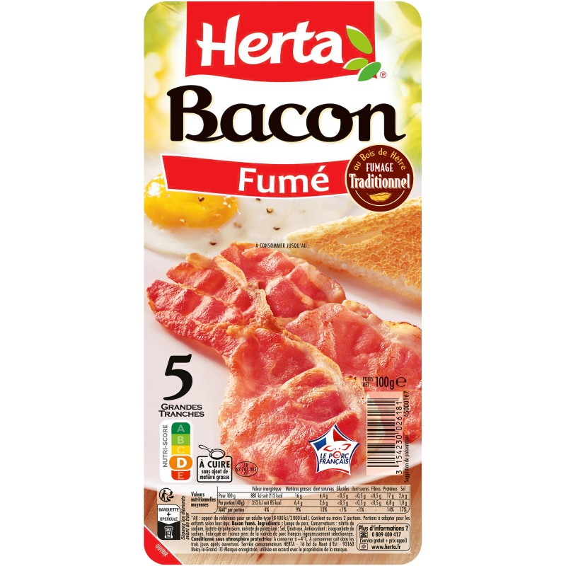 Bacon Fumé 5 tranches 100g