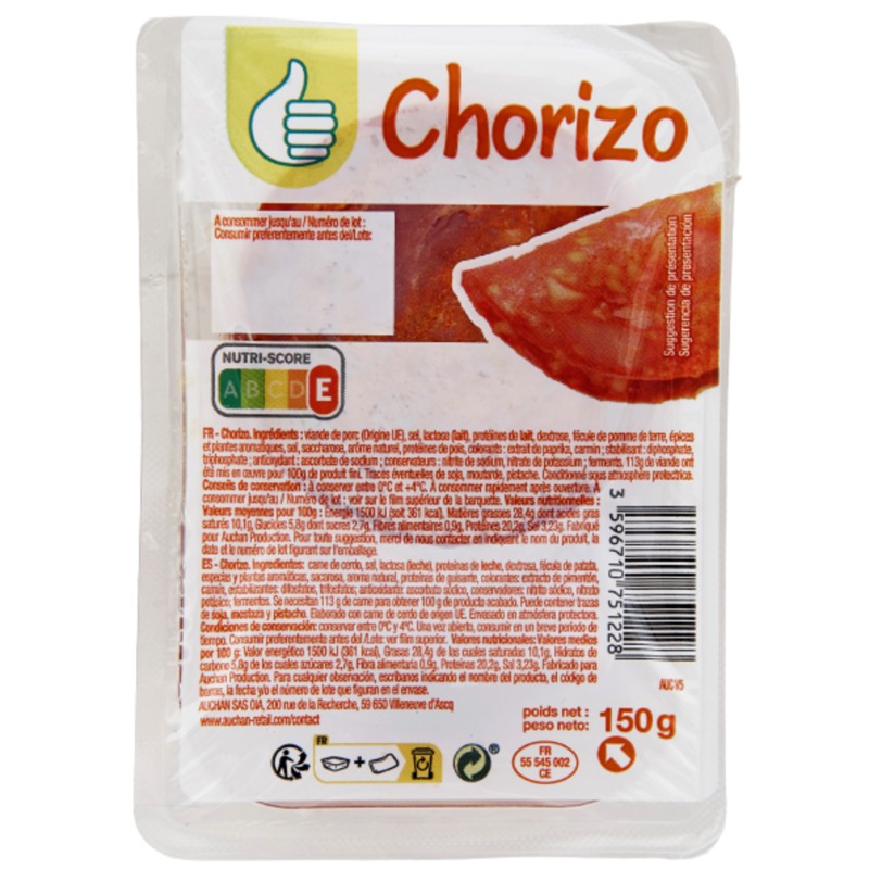Chorizo Tranché x24 150g