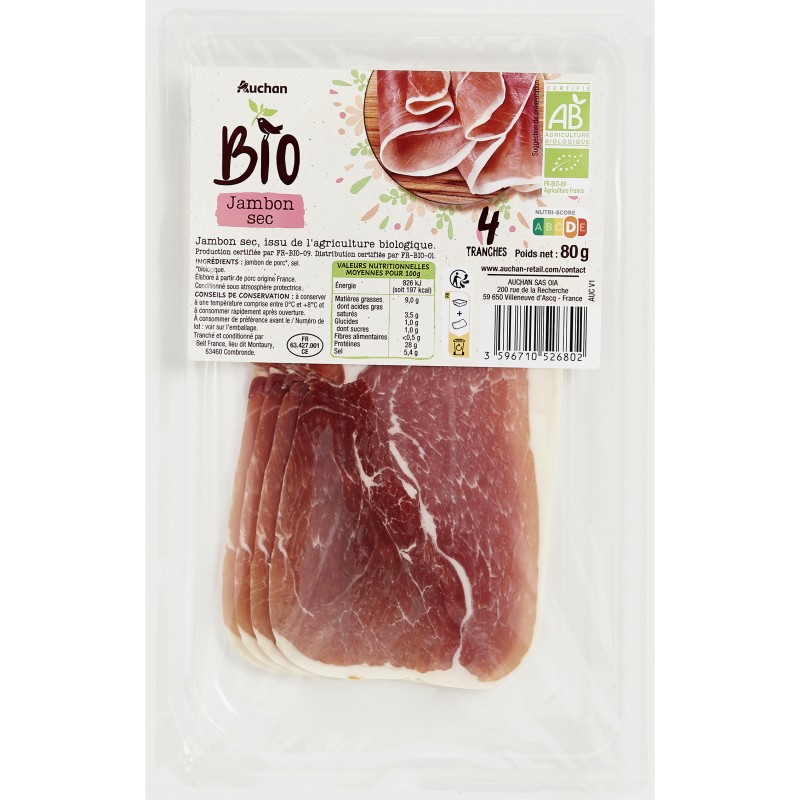 Jambon sec bio 80g
