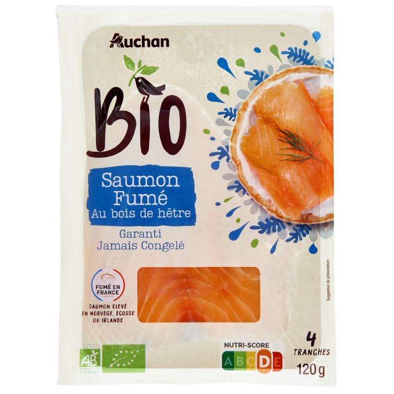 Saumon fumé Atlantique 4 tranches 120g