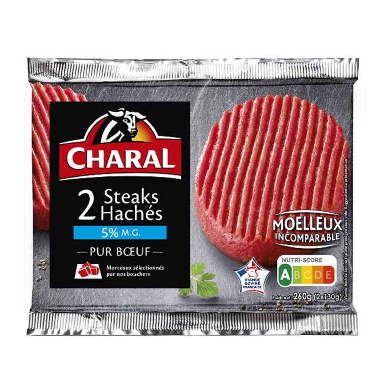 Steak haché pur boeuf 5%MG x2 260g