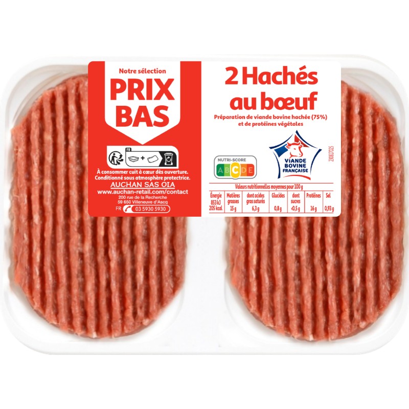 Steak haché au boeuf 2x100g
