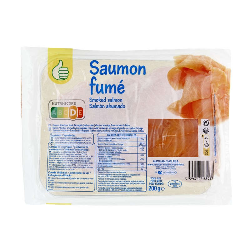 Saumon fumé d'Atlantique 200g