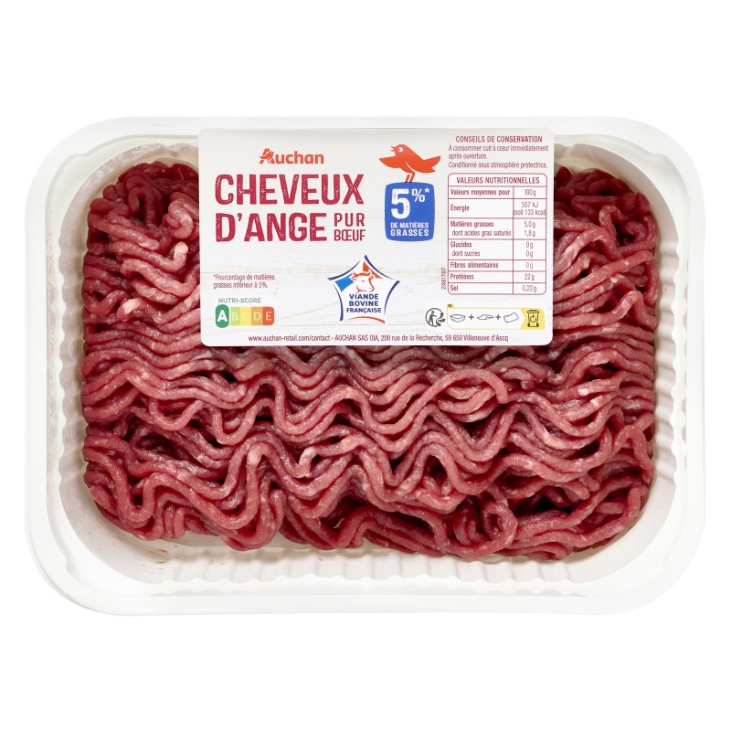 Cheveux d'ange haché de boeuf 5%MG 500g