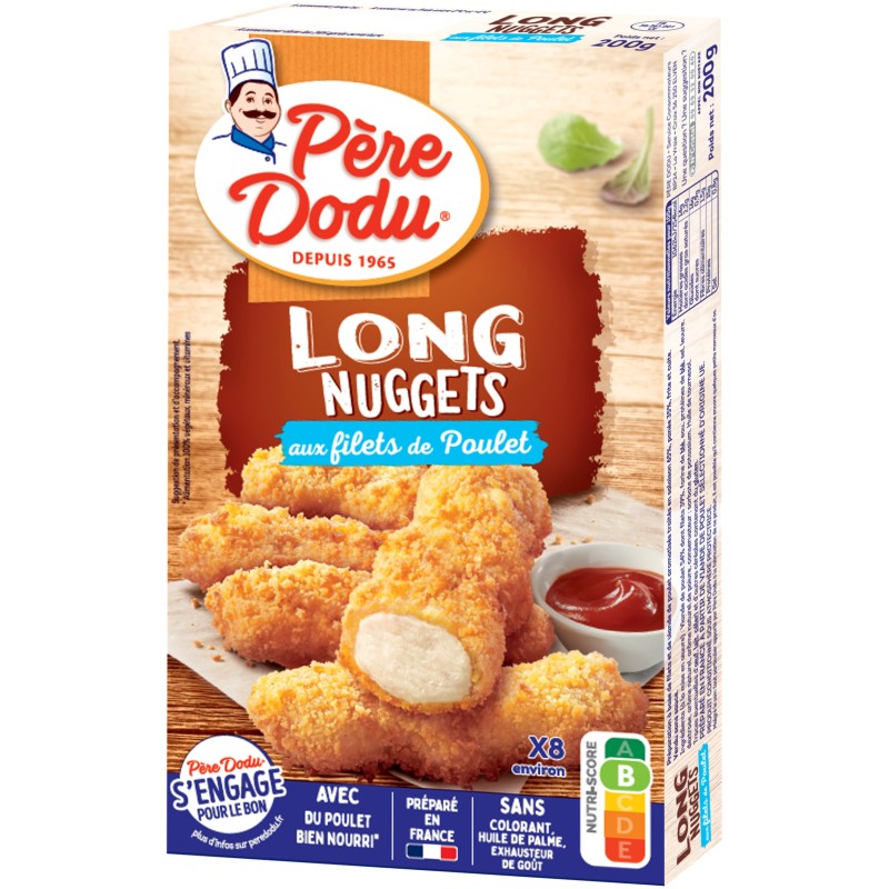 Nuggets long aux filets de poulet x8 200g