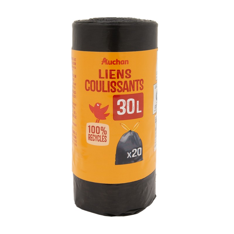 Sacs poubelle avec liens coulissants 20x30l