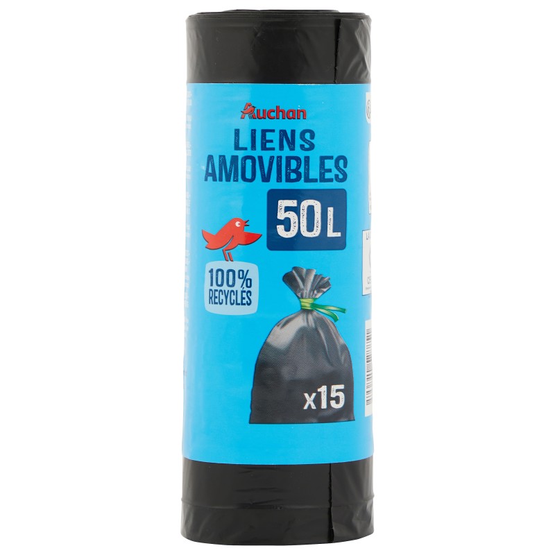 Sacs Poubelle avec Liens Amovibles 15x50l
