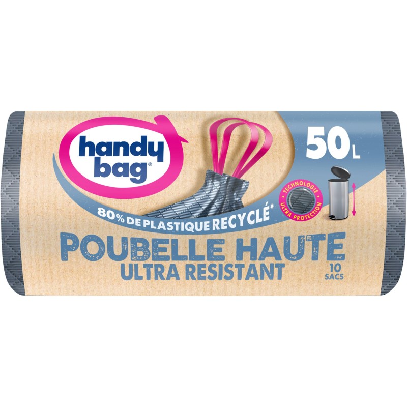 Sacs poubelle recyclés avec poignées 50l x10
