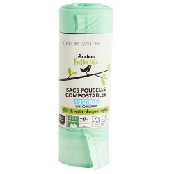 Sacs poubelle compostable avec liens coulissants 10lx15