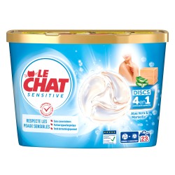 Pods de lessive 4en1 sensitive aloe vera et marseille x23