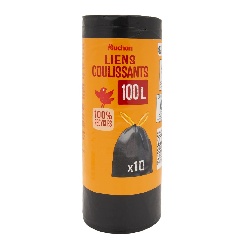 Sacs poubelle avec liens coulissants 10x100l