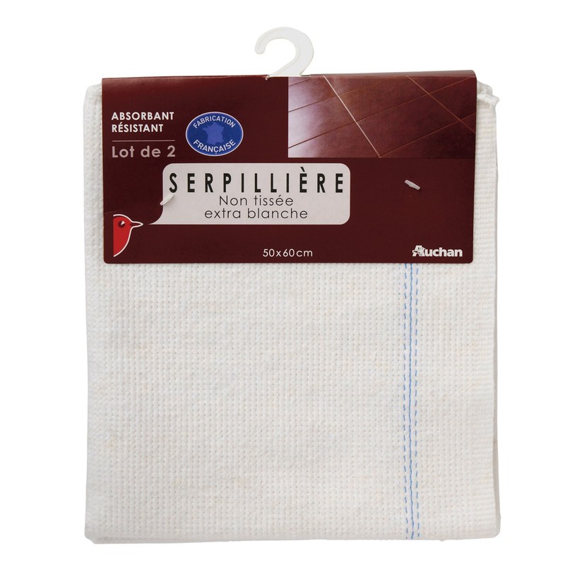 Serpillière Non Tissée Blanche 50x60cm x2