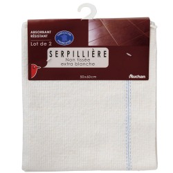 Serpillière Non Tissée Blanche 50x60cm x2