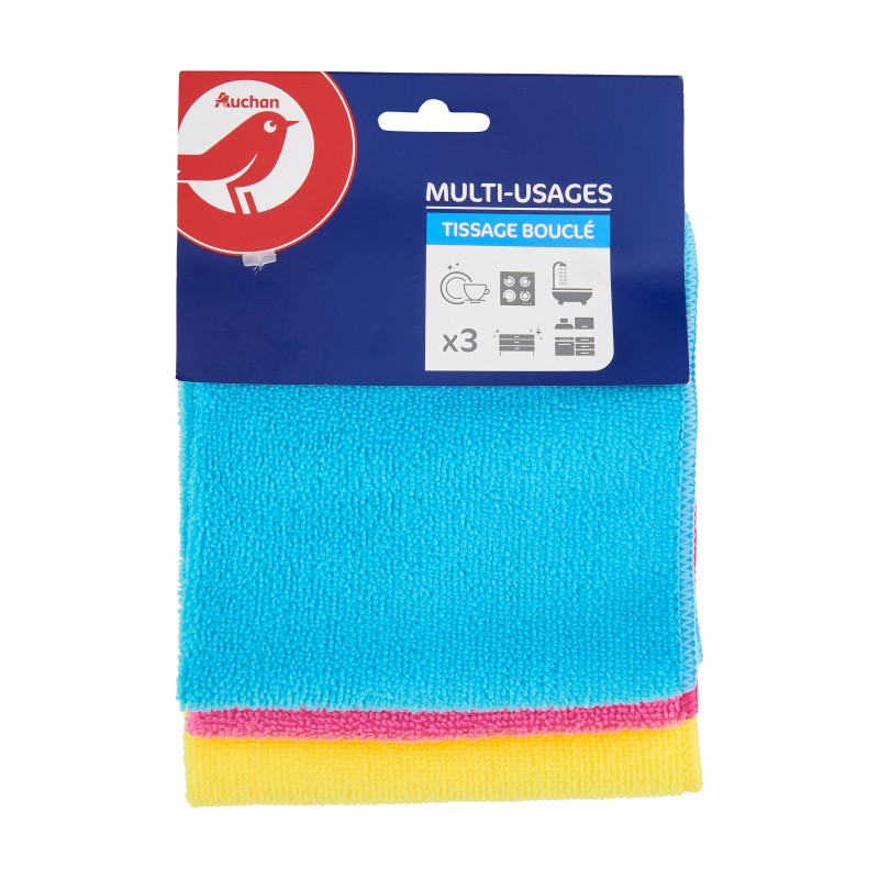 Chiffons Microfibre à Tissage Bouclé Multi-Usage 30x30cm x3