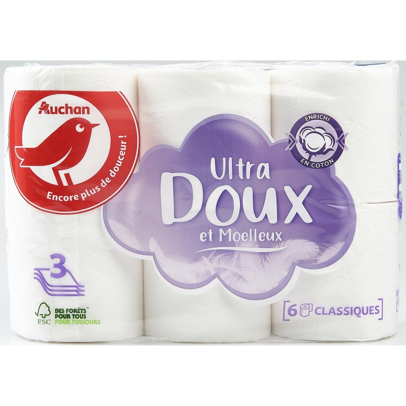 Papier toilette ultra doux et moelleux 3 plis x6