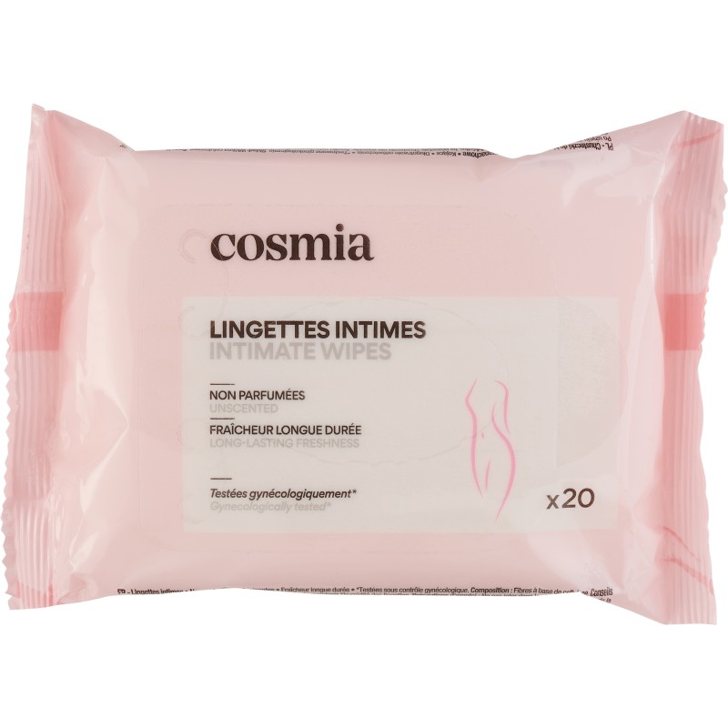 Lingettes intimes non parfumées fraîcheur longue durée x20