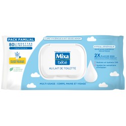 Lingettes bébé au lait de toilette hypoallergénique x80