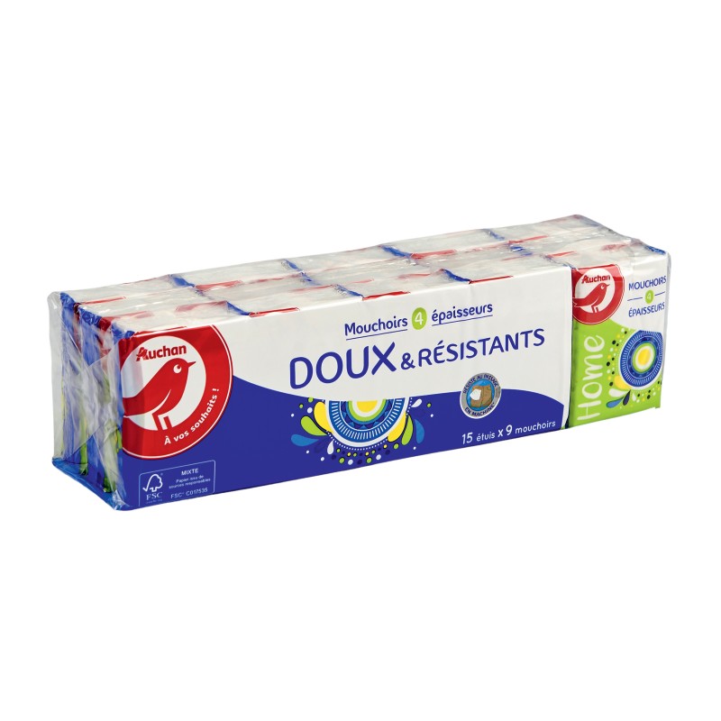 Mouchoirs Doux et Résistants Etuis x15