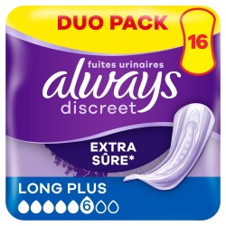 Serviettes incontinence discreet extra sûre long plus x16