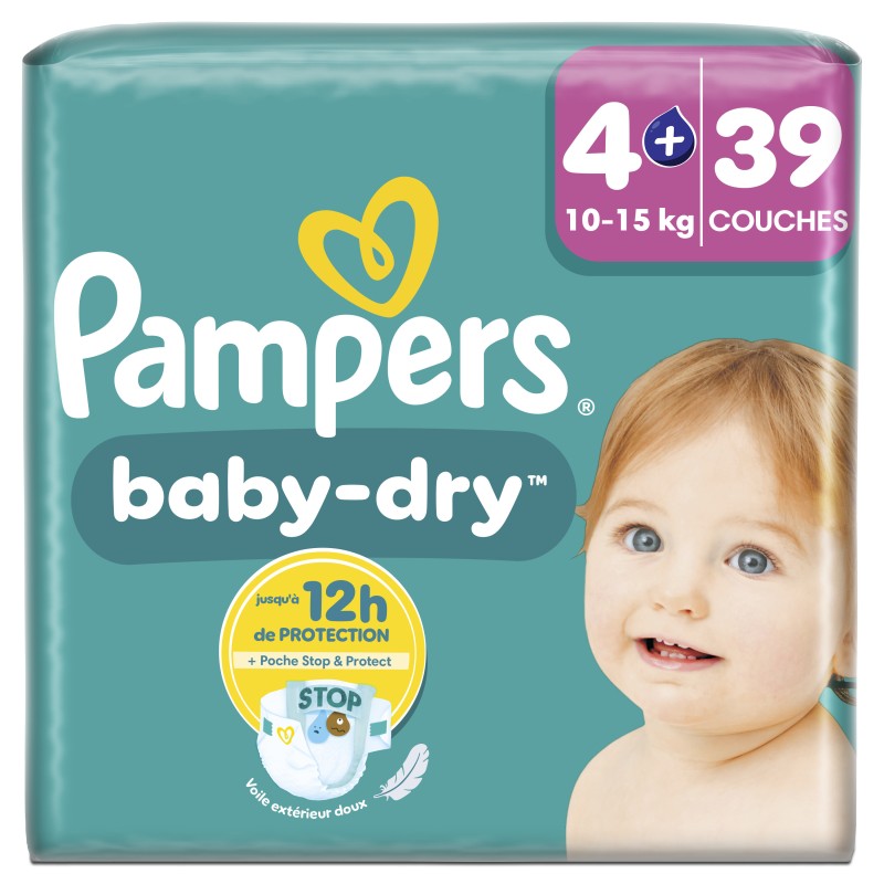 Couches baby dry taille 4+ 10-15kg x39