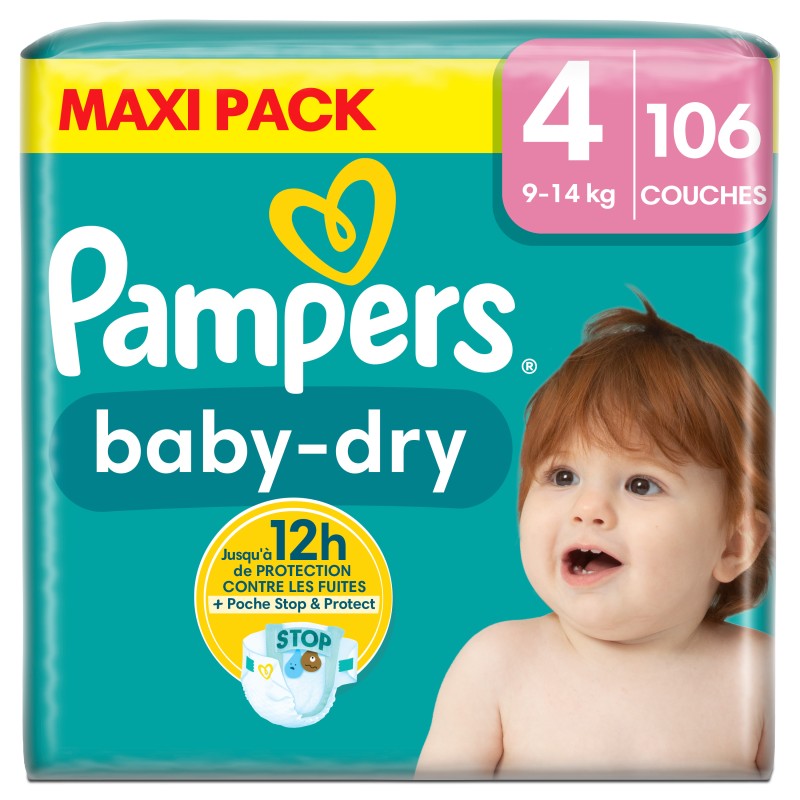 Couches baby dry taille 4 9-14kg x106