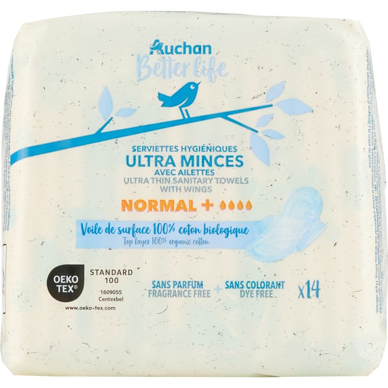 Serviettes hygiéniques normal + ultra minces avec ailettes x14