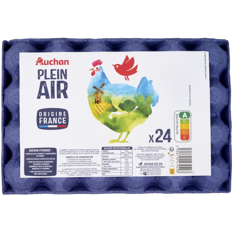 Oeufs de poules élevées en plein air x24