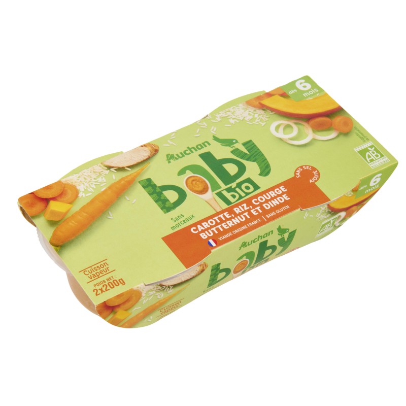 Carotte riz courge butternut dinde dès 6 mois 2x200g