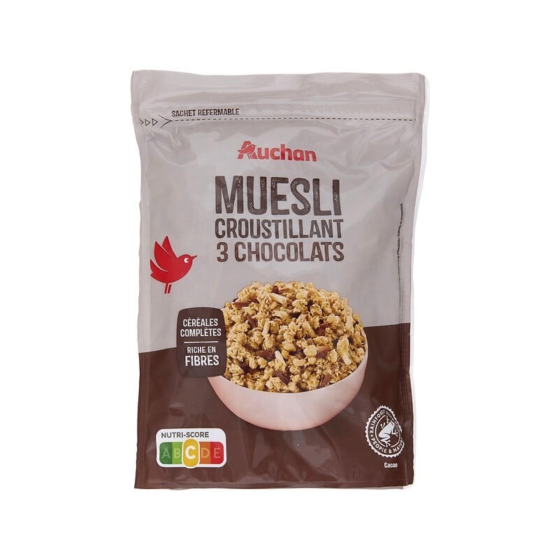 Muesli croustillant 3 chocolats 450g