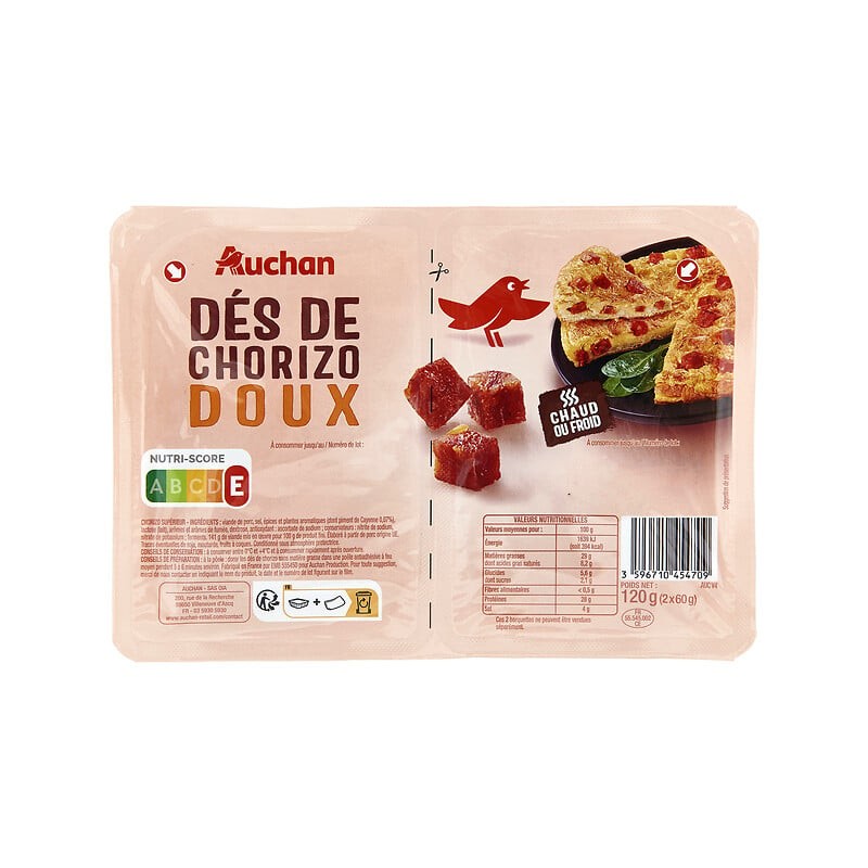 Dés de chorizo doux 2x60g