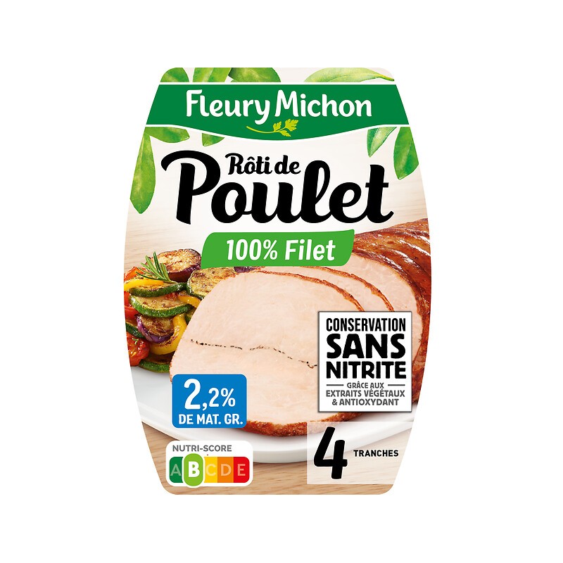 Rôti de poulet 2.2%MG sans nitrite x4 150g