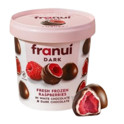 Franui Bouchées glacées framboise au lait et chocolat noir sans gluten 150g