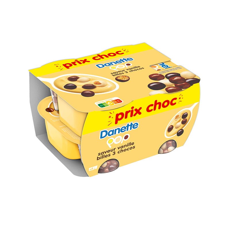 POP Crème dessert vanille billes 3 chocos 4x117g prix choc