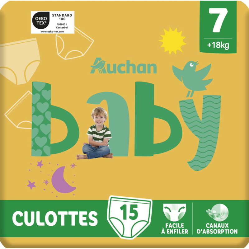 Couches culottes taille 7 18kg et + x15