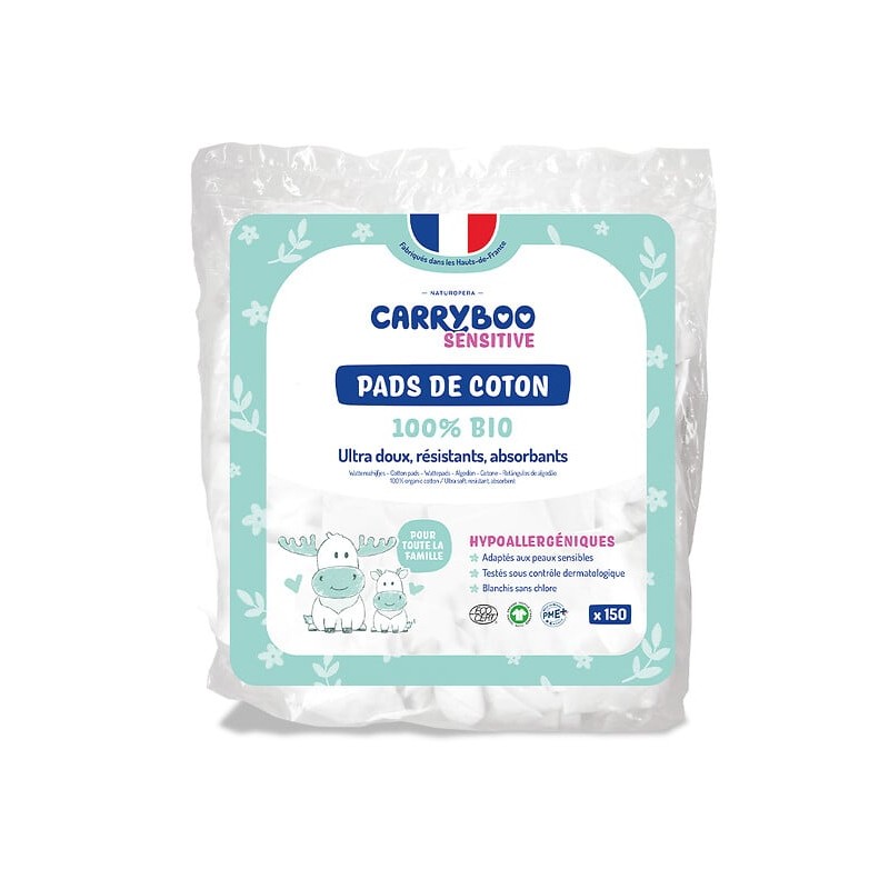 Coton rectangles hypoallergéniques bio pour bébé x150