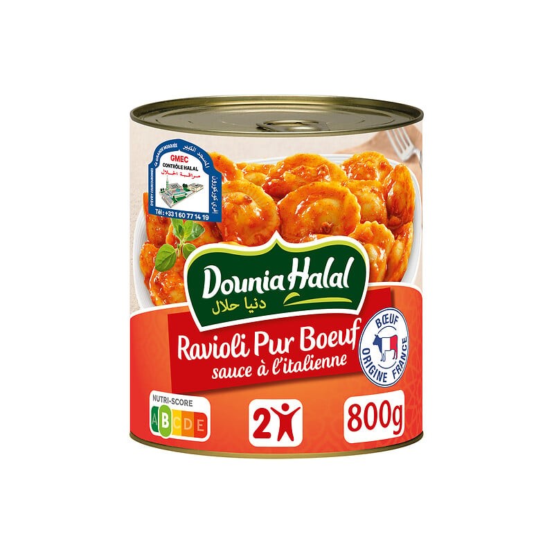 Ravioli pur boeuf sauce a l'italienne halal 800g
