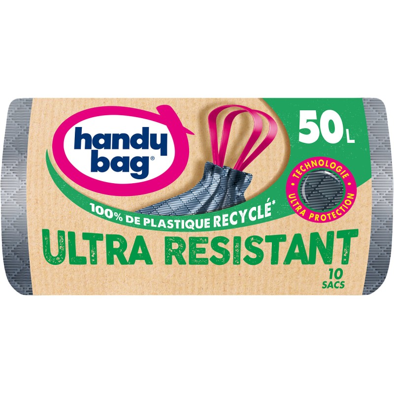 Sacs poubelle recyclés ultra résistants à liens coulissants 50l x10
