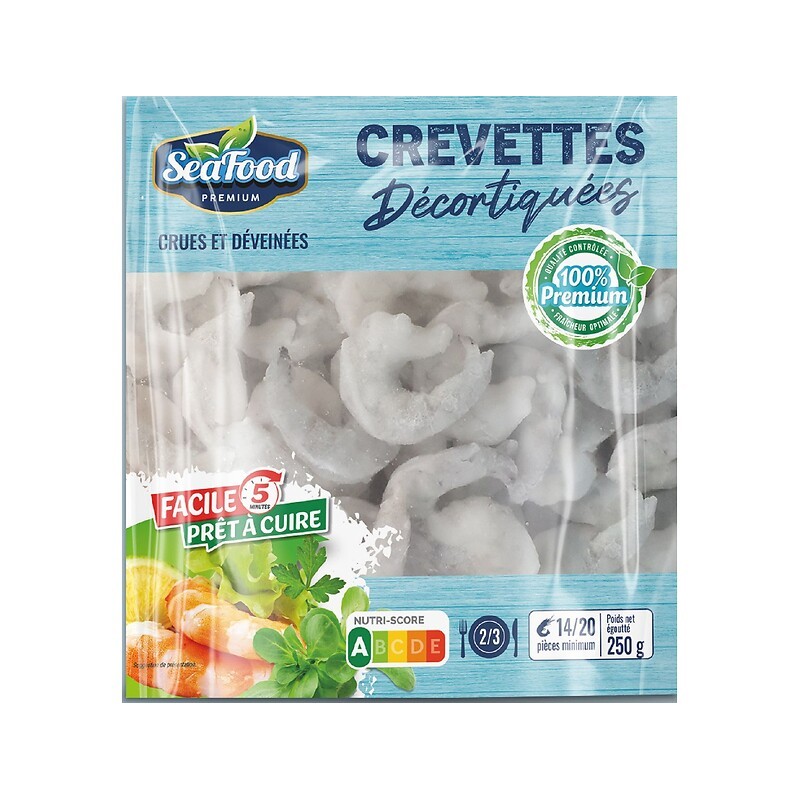Crevettes décortiquées crues et déveinées 250g