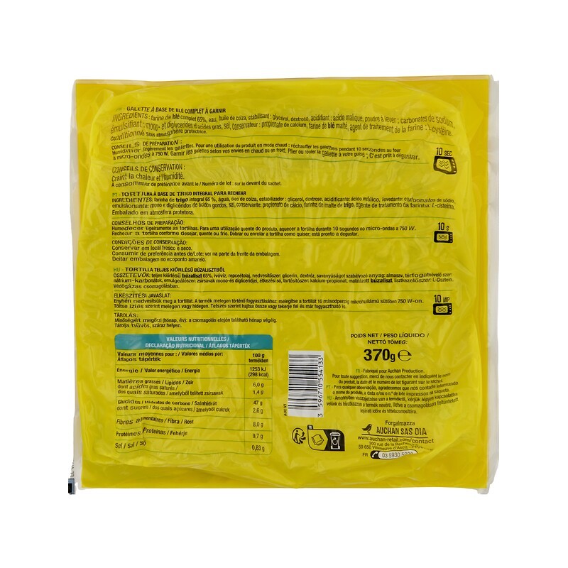 Wrap au blé complet x6 370g