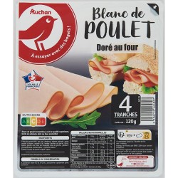 Blanc de poulet doré au four 4 tranches 120g